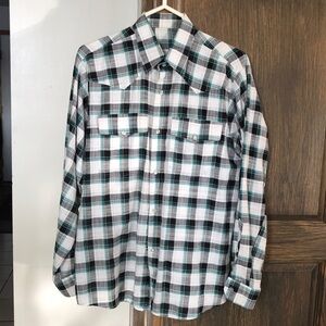 Custom made Cowboy shirt with mother of pearl snap buttons. Medium. Cotton.